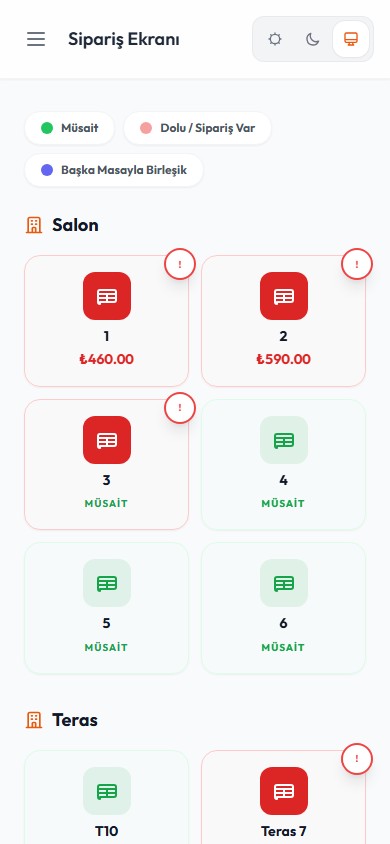 NTS Adisyo mobile order screen